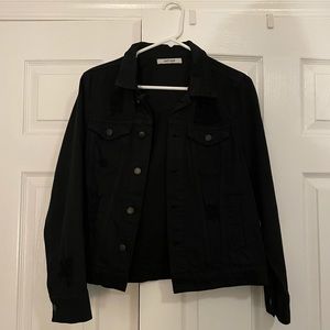 Distressed Black denim jacket